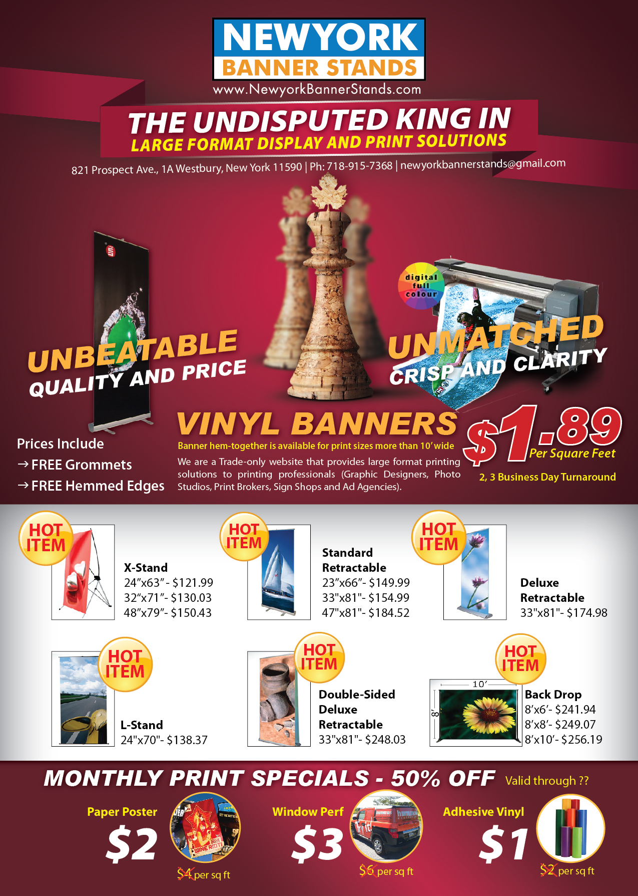 NYBSFlyer New York Banner Stands Mesh Banners, Retractable Banner