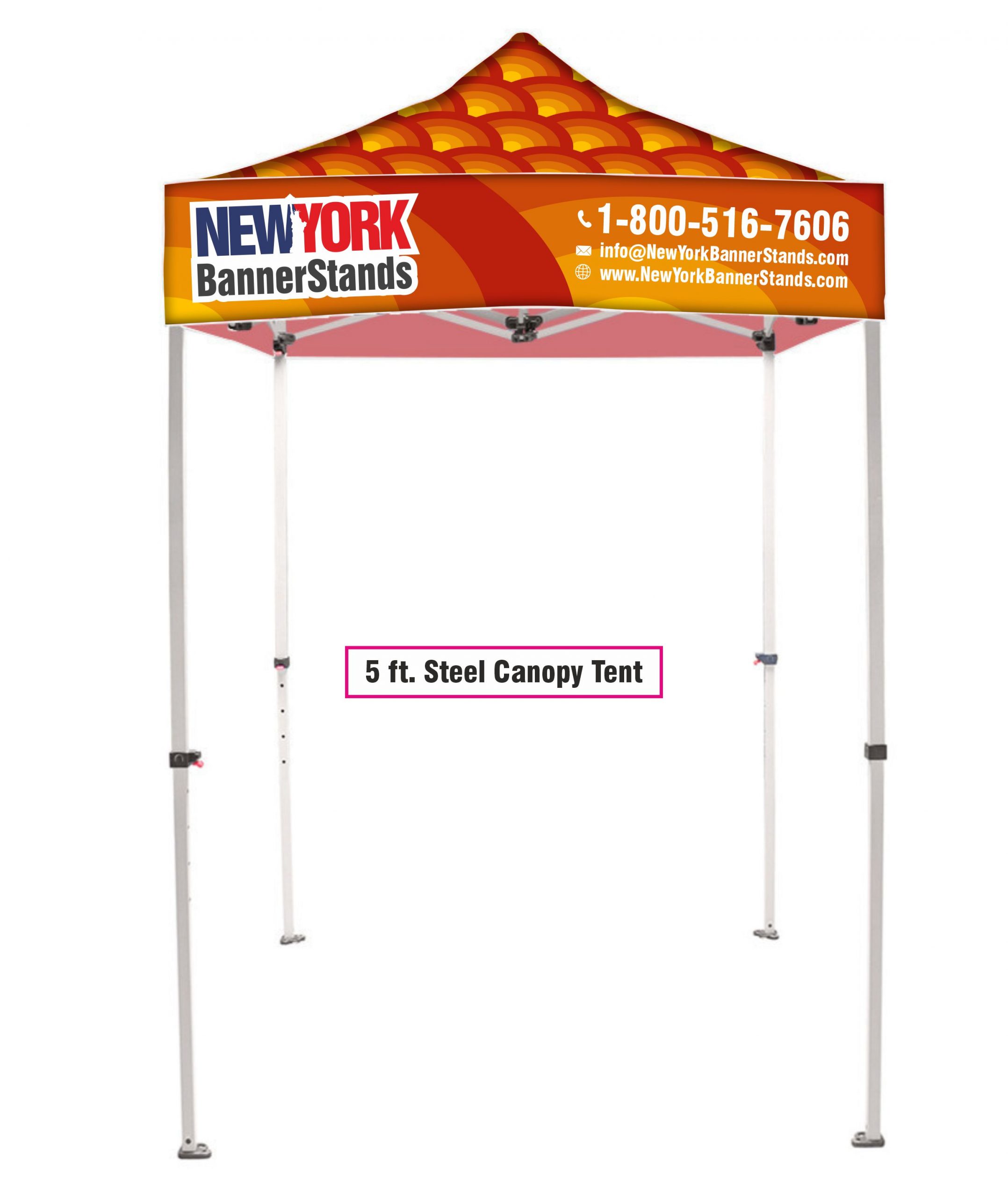 Table, Tent. Stands & Flag