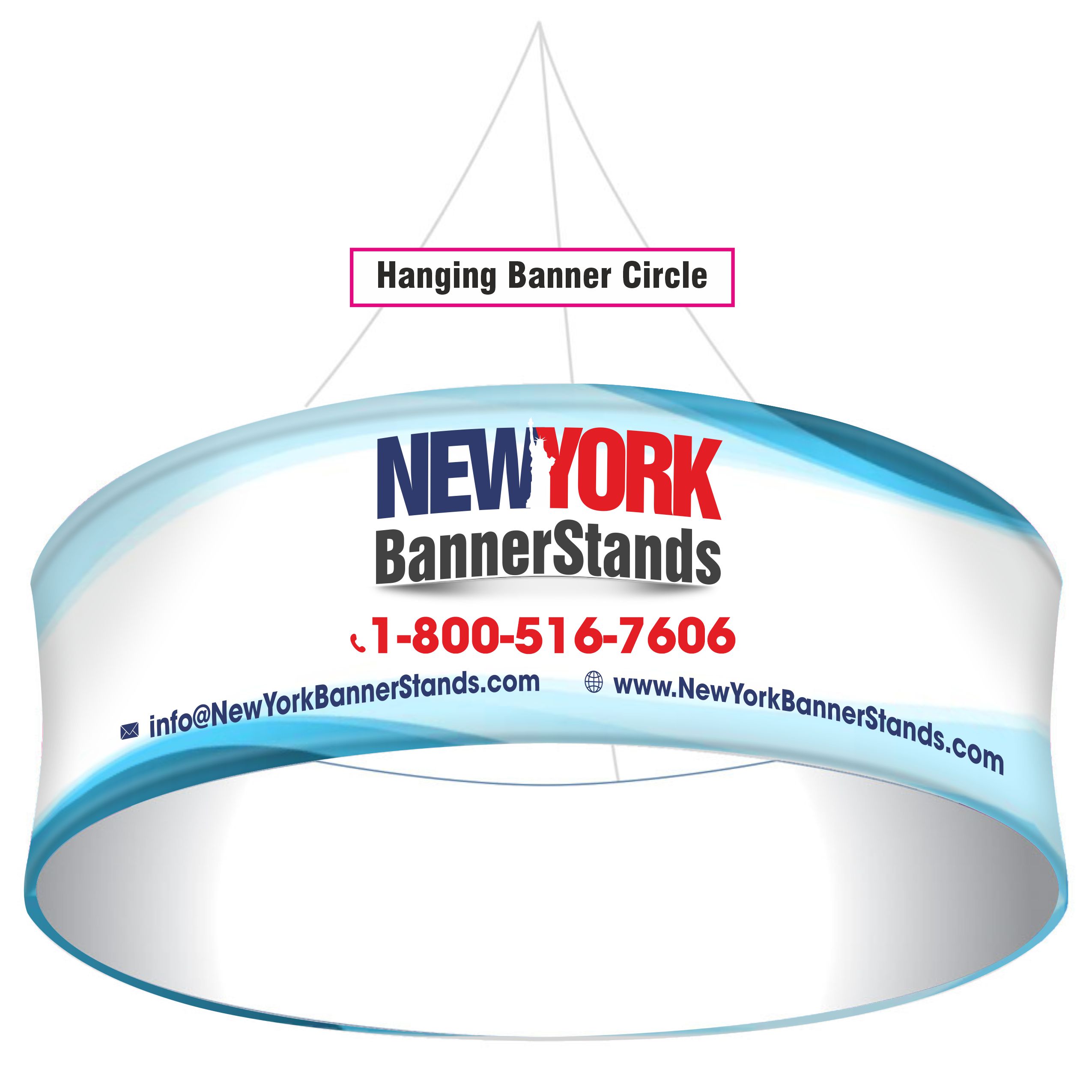 Hanging Banner Circle New York Banner Stands Mesh Banners
